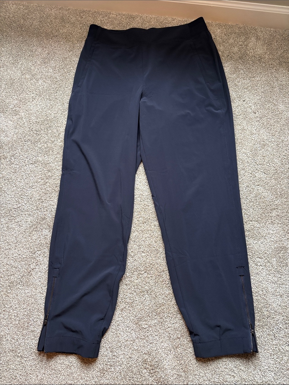 Athleta Navy Blue Track Joggers with Ankle Zips